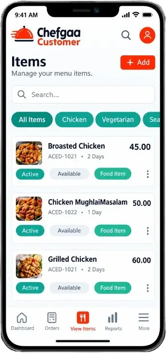 Chefgaa Customer screen