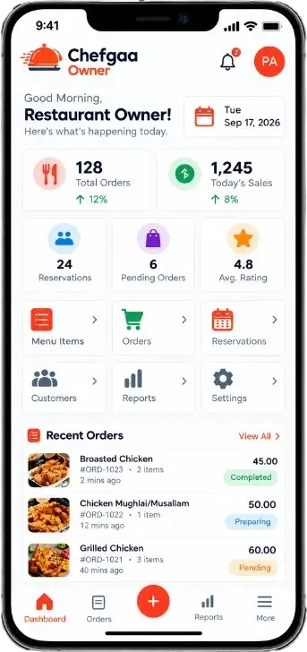 Chefgaa Owner screen
