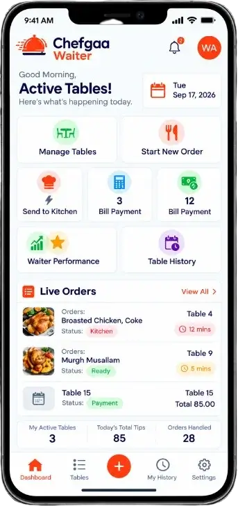 Chefgaa Waiter App for handheld tableside ordering
